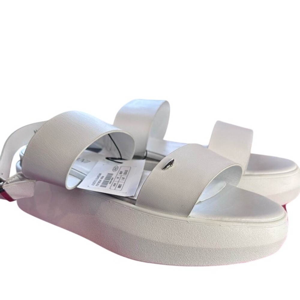 Alberto Guardiani White Leather Platform Slingback Sandals Made in Italy Size 40